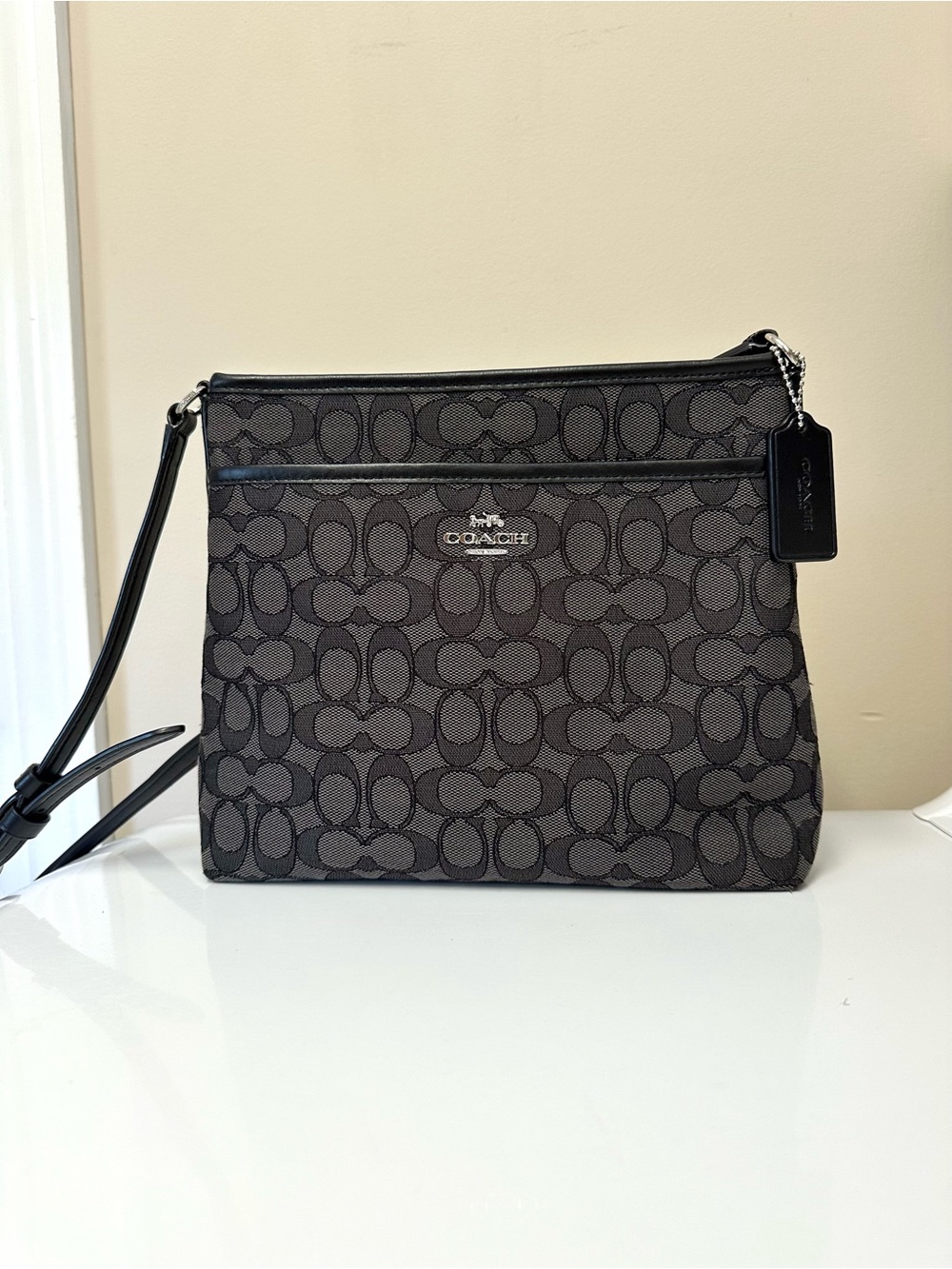 Coach Signature Jacquard Canvas Outline File Crossbody Bag - Picture 5 of 12